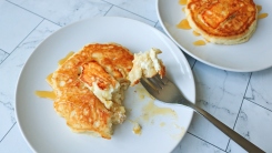 Feta Pancake with honey drizzled over top