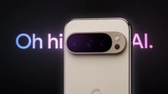 pixel 9 pro with "oh hi, ai" written behind it