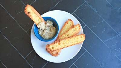 Cornbread crackers on a plate.