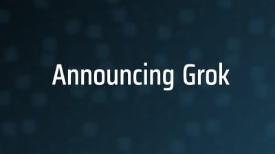 slide on xAI's site "announcing Grok"