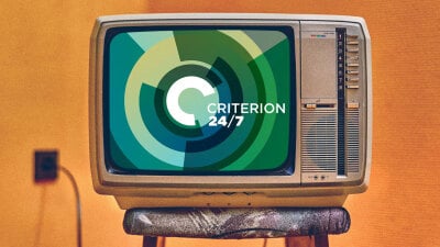 The Criterion 24/7 logo displayed on an old CRT TV