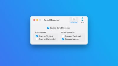 A screenshot of the Scroll Reverser app on a Mac.