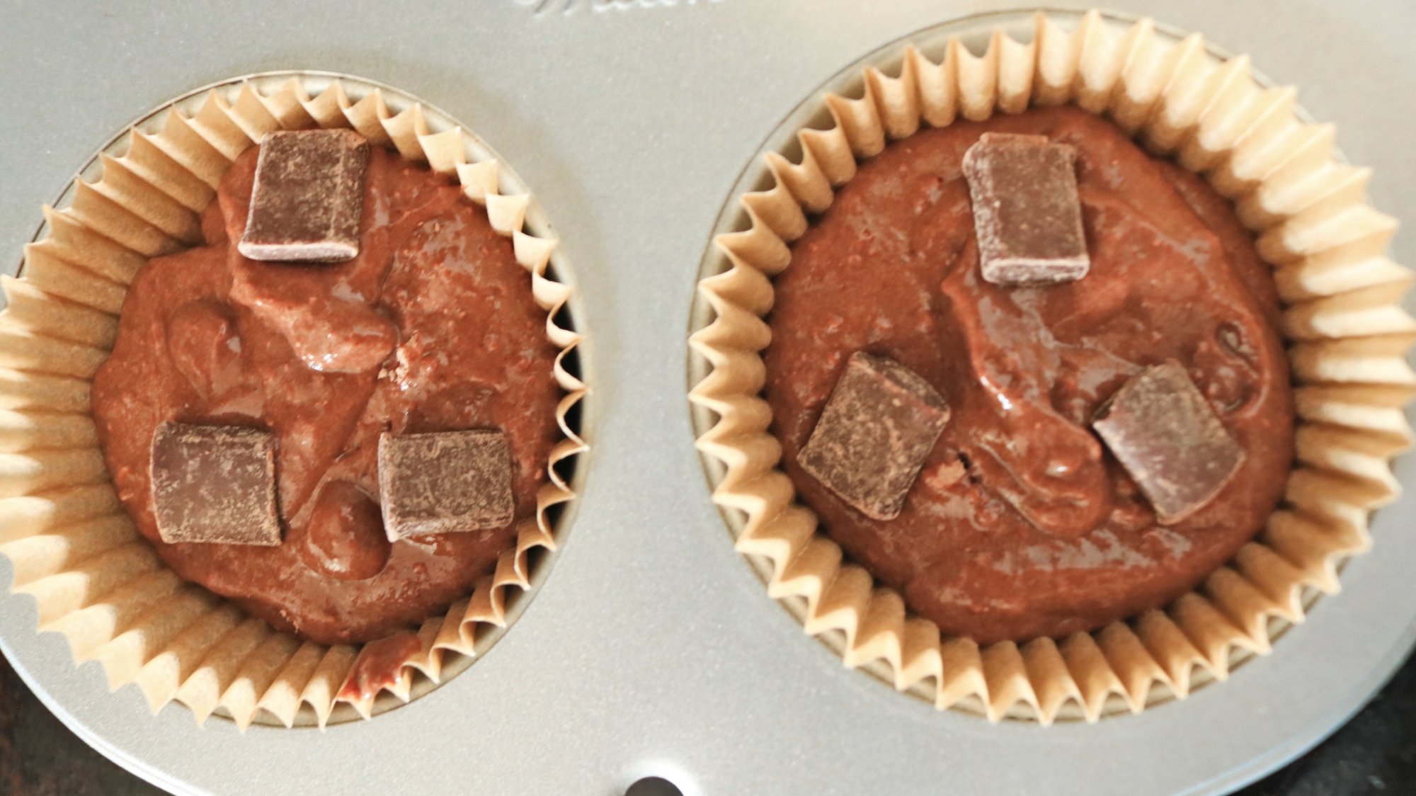 Close-up of muffins before baking