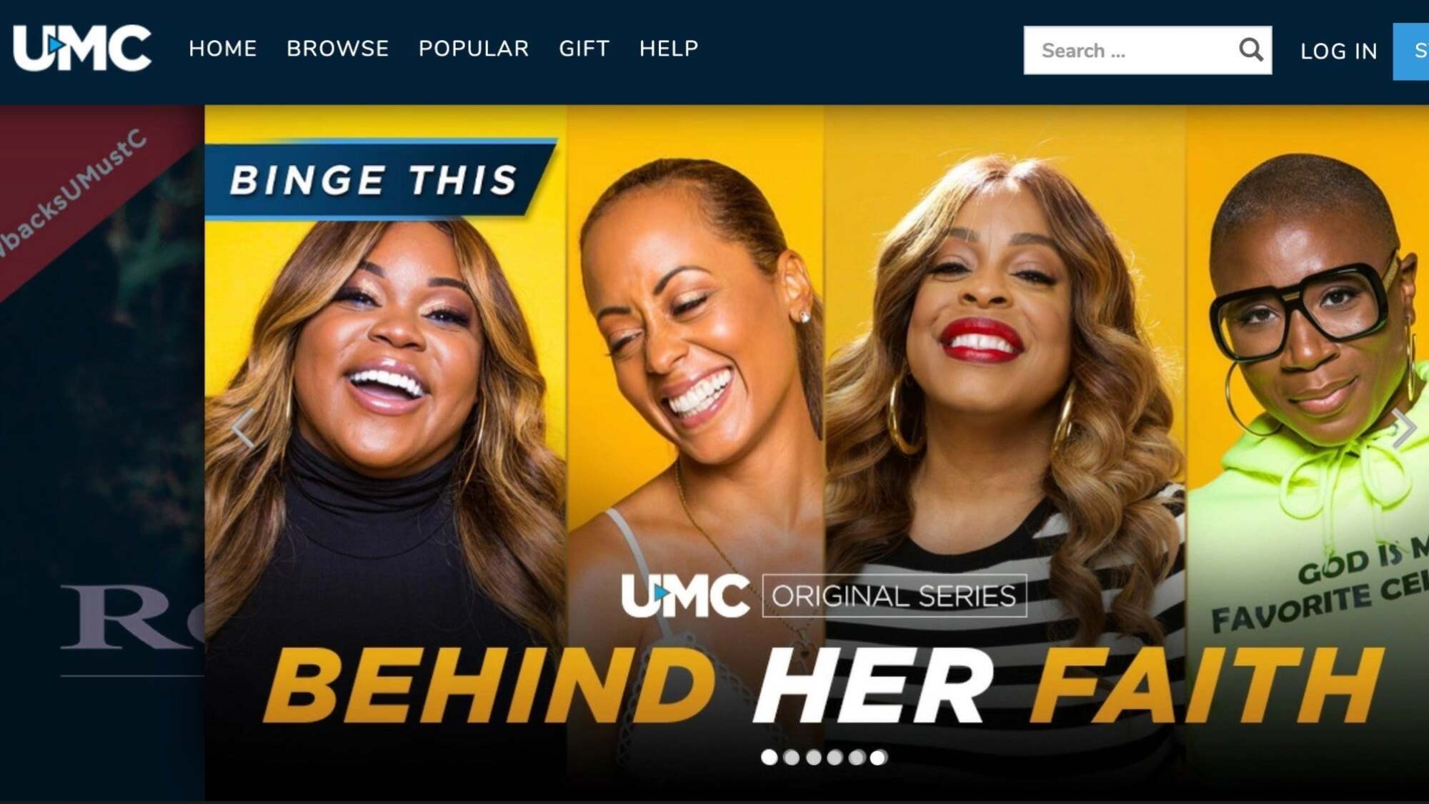 Screenshot of UMC homepage