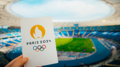 Icon of Summer olympic Games Paris 2024 Held by Athlete. 