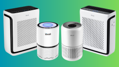 Levoit Air Purifiers against a gradient background