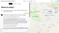 Mindtrip screenshot showing a travel itinerary for Tucson, Arizona