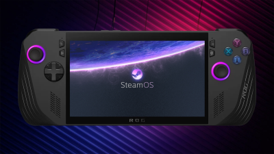 An image of SteamOS wallpaper on a Rog Ally console