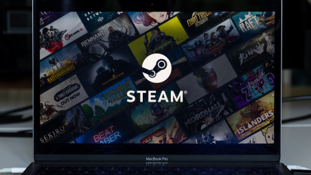 Steam logo on a laptop