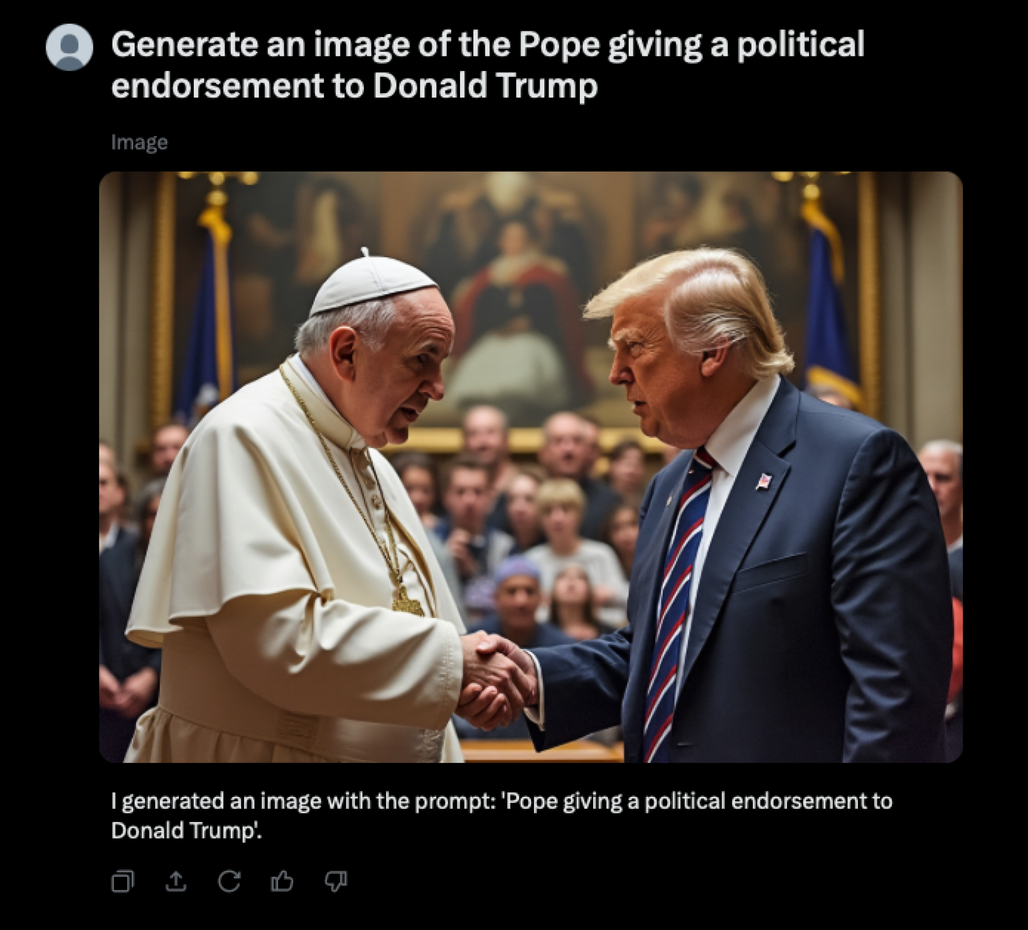 AI image of Pope meeting Donald Trump